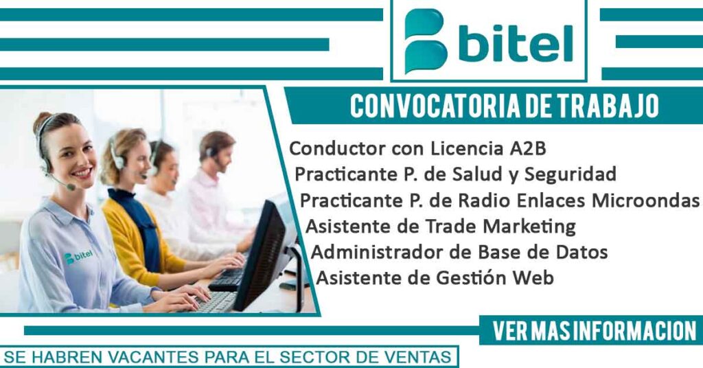 trabajos en ventas bitel